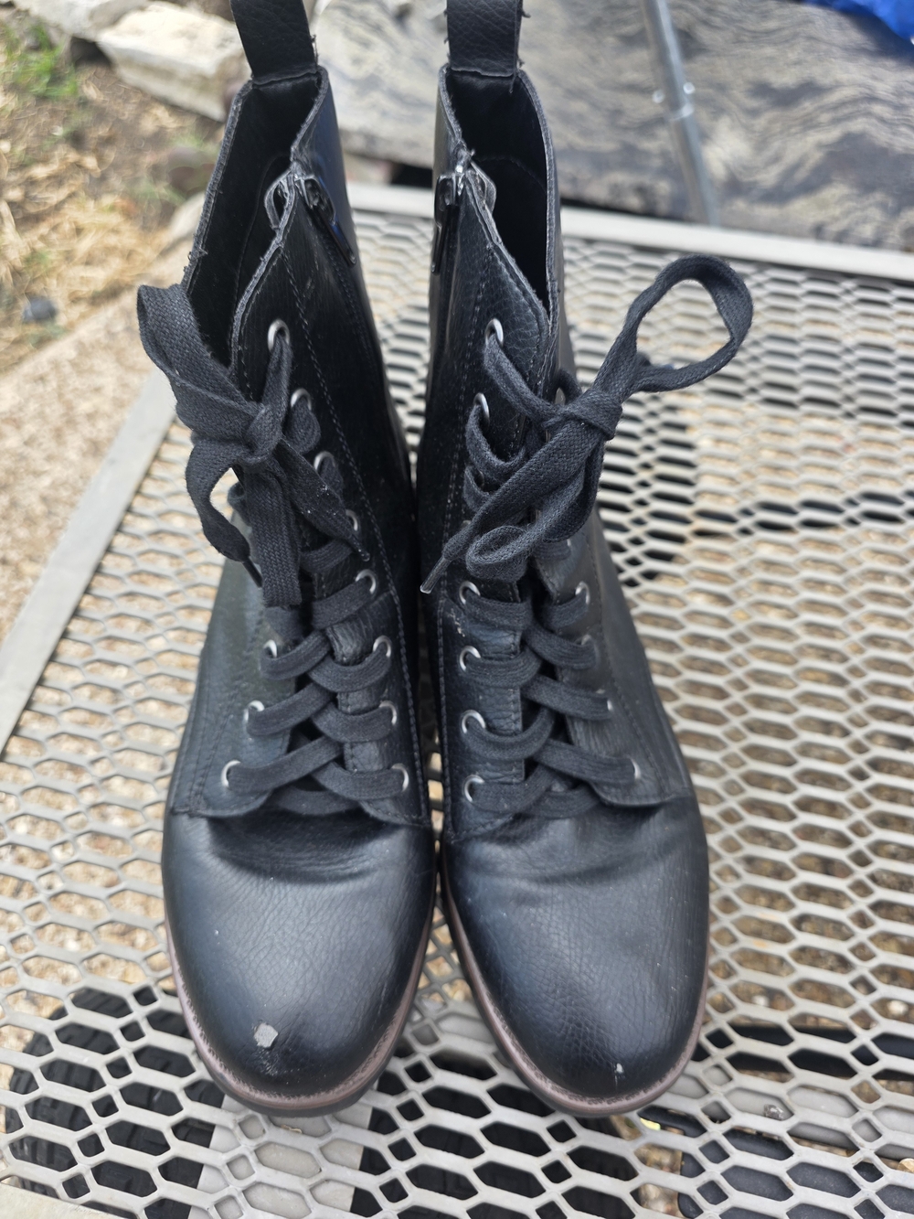 Kensie Black Lace-Up Ankle Boots with Side Zipper